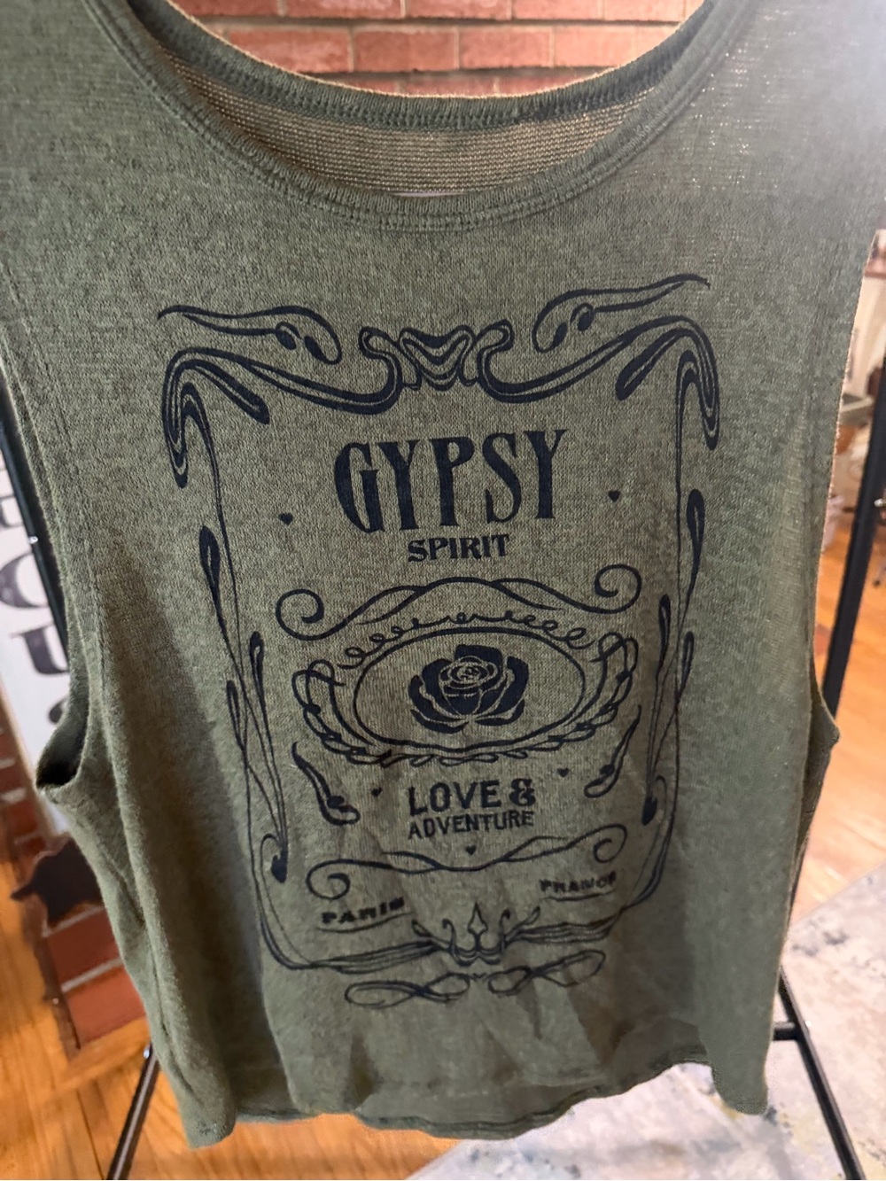 Olive Green Graphic Tank Top - Gypsy Spirit